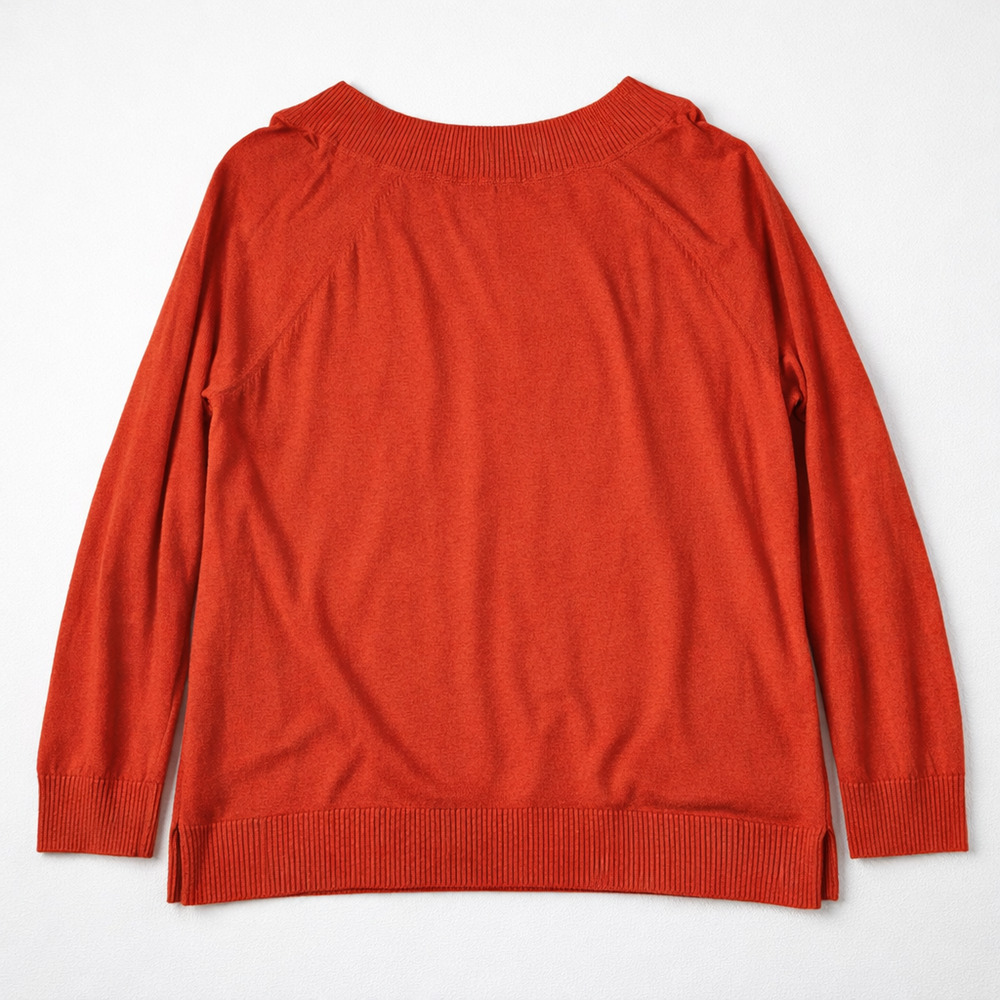 J Jill Sweater Womens M Orange Easy Fit V Neck Knit Lightweight Pullover - Picture 2 of 8